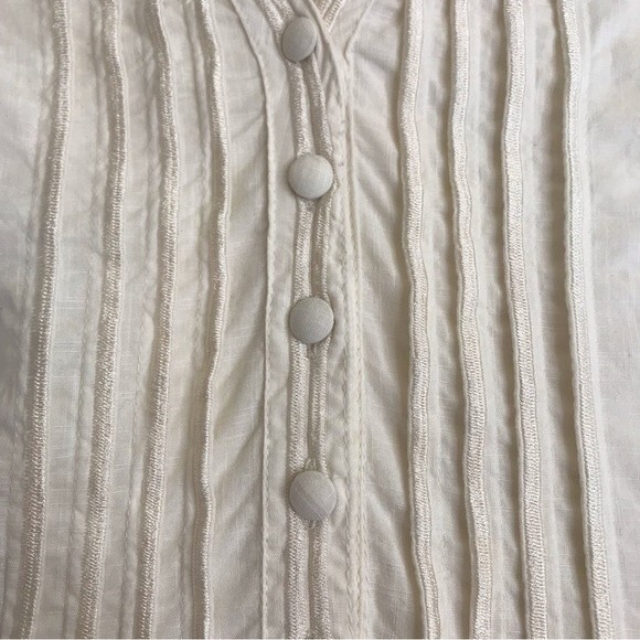 tsd by Stella Carakasi Long Sleeve Pin Tucks 100% Cotton Ivory Popover Medium - Picture 6 of 13